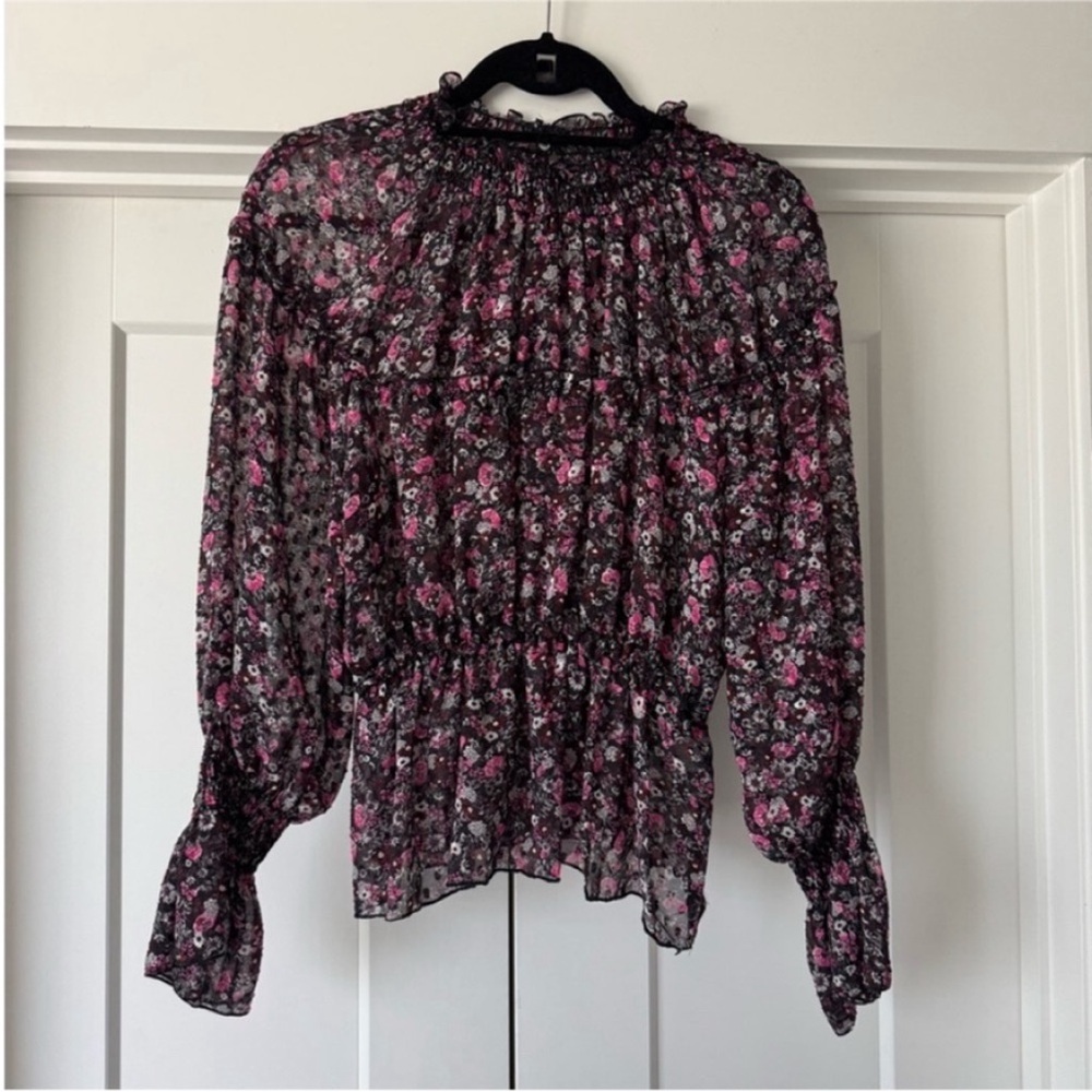 Zara Purple Ruffled Smocked Blouse